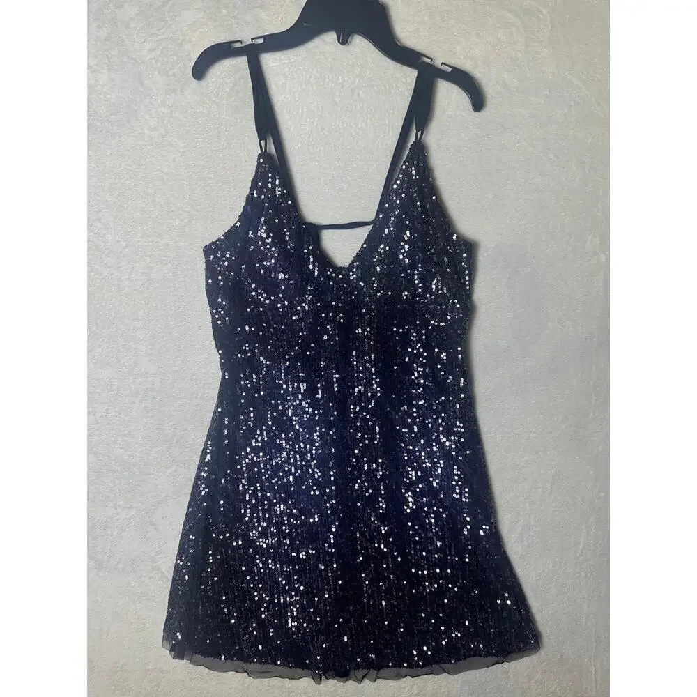 NWT Intimately Free‎ People Blue/Purple Sequin Sleeveless Mini Dress Size M